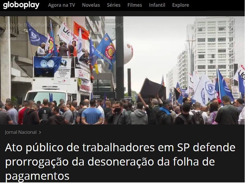 Jornal Nacional destaca união de empresários e trabalhadores pela desoneração da folha