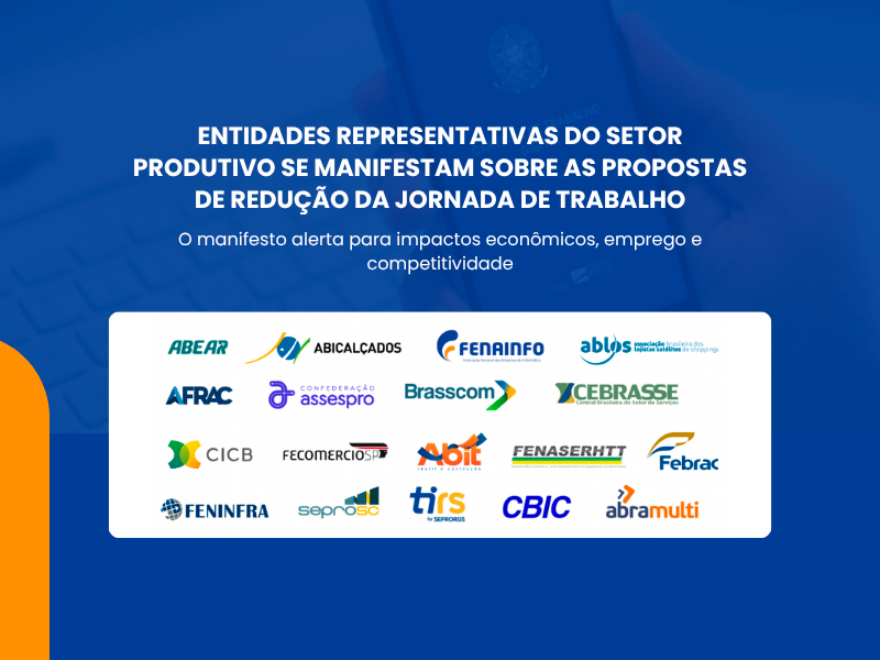 FENAINFO integra coalizão de 19 entidades em manifesto sobre redução da jornada de trabalho e fim da escala 6x1